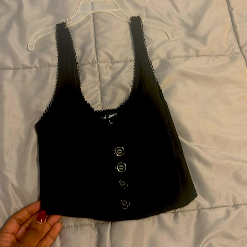 short cropped black stretchy shirt from for love & lemons